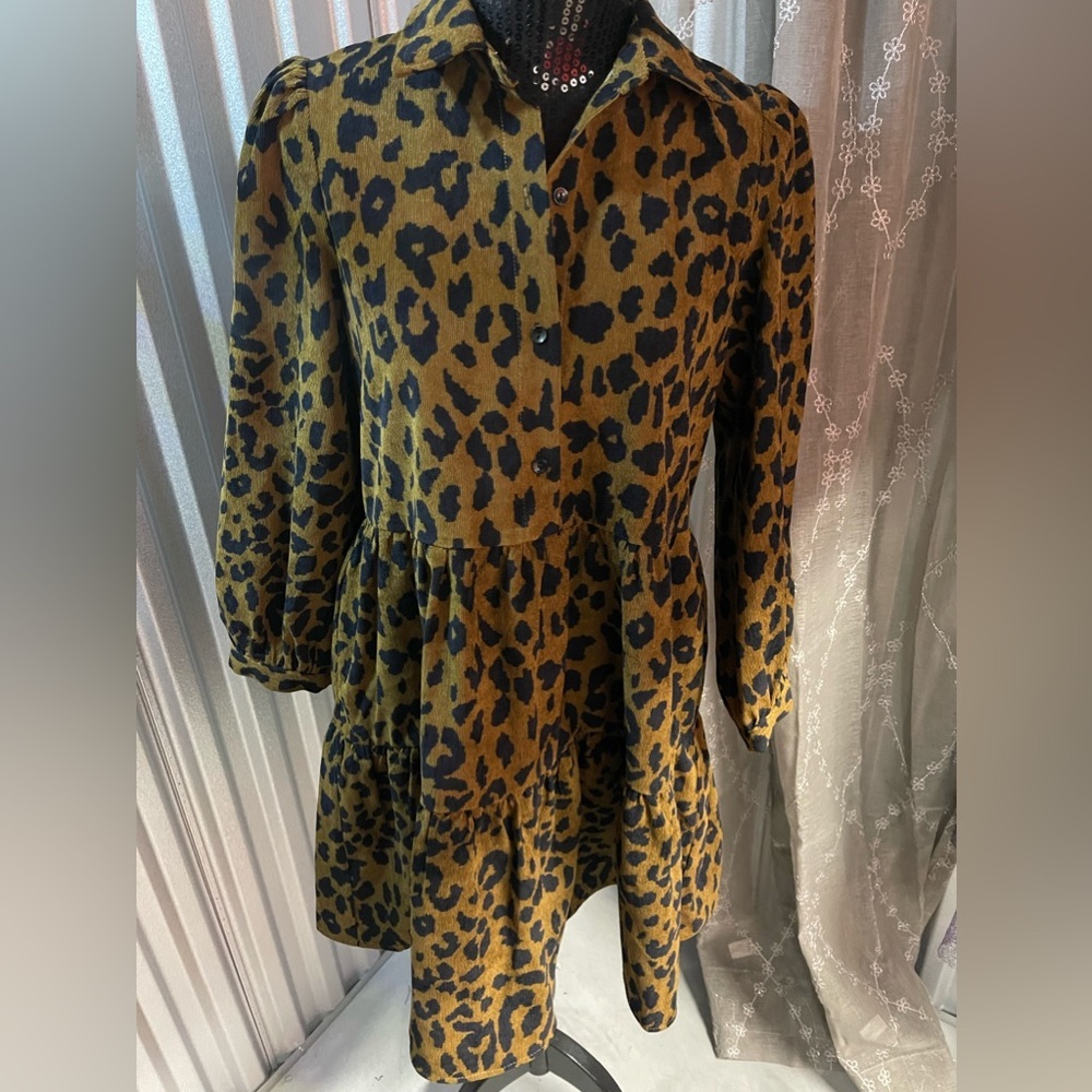 Joy Joy  leopard corduroy dress